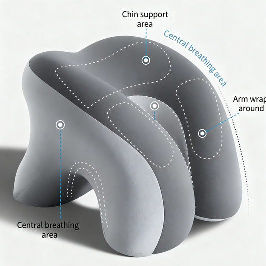 Ergonomic Memory Foam Nap Pillow For Desk Sleeping, Hollow Face Down Cushion With Arm Support Zones, Office School Lunch Break Pillow For Neck Spine Protection, Removable Washable Cover