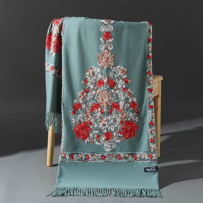 Ethnic-style Embroidered Knitted Shawl For Women