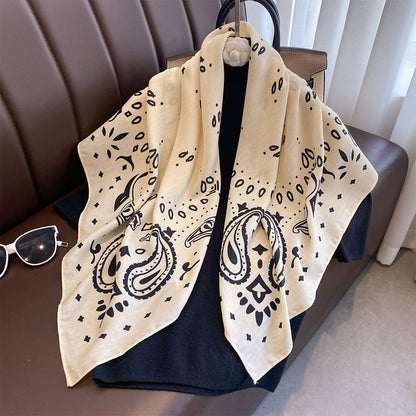 Retro Cashew Print 90 Large Scarf For Women Outerwear