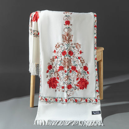 Ethnic-style Embroidered Knitted Shawl For Women