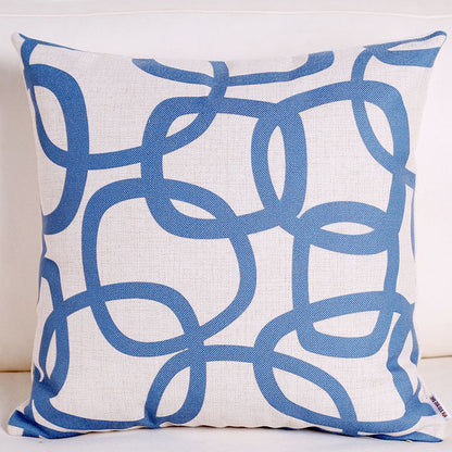 Blue elk retro cotton and linen pillowcase