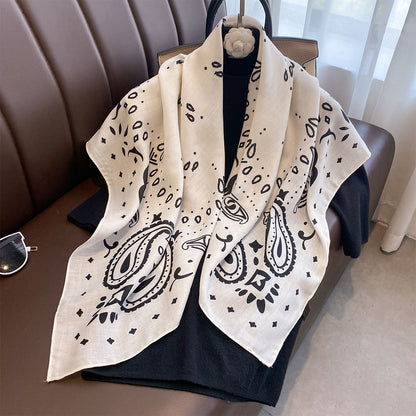 Retro Cashew Print 90 Large Scarf For Women Outerwear