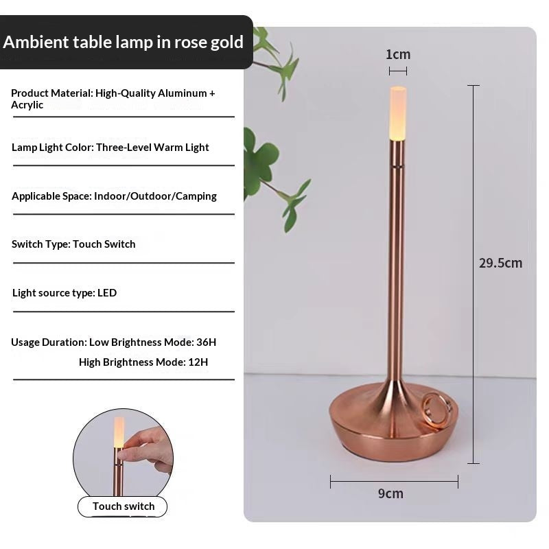 LED Candle Charging Restaurant Bar Lamp Desktop Decoration Atmosphere Touch Night Light Led Desk Lamps Candlelight Table Lamp