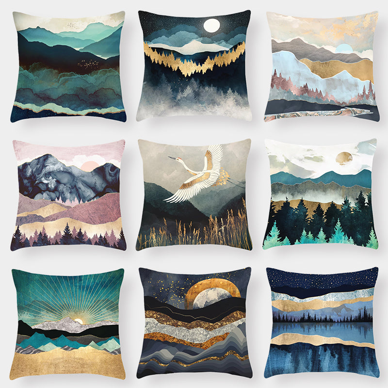 Landscape cushion pillow lumbar cushion cover