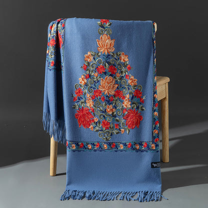 Ethnic-style Embroidered Knitted Shawl For Women