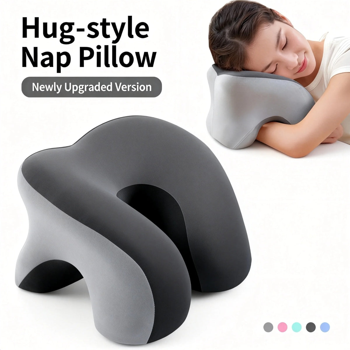 Ergonomic Memory Foam Nap Pillow For Desk Sleeping, Hollow Face Down Cushion With Arm Support Zones, Office School Lunch Break Pillow For Neck Spine Protection, Removable Washable Cover
