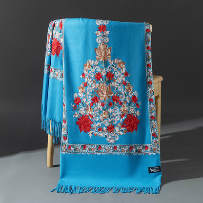 Ethnic-style Embroidered Knitted Shawl For Women
