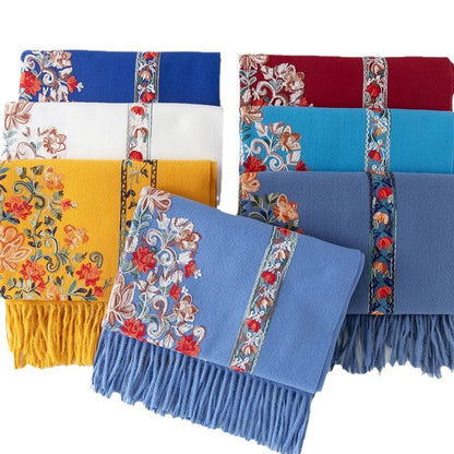 Ethnic-style Embroidered Knitted Shawl For Women