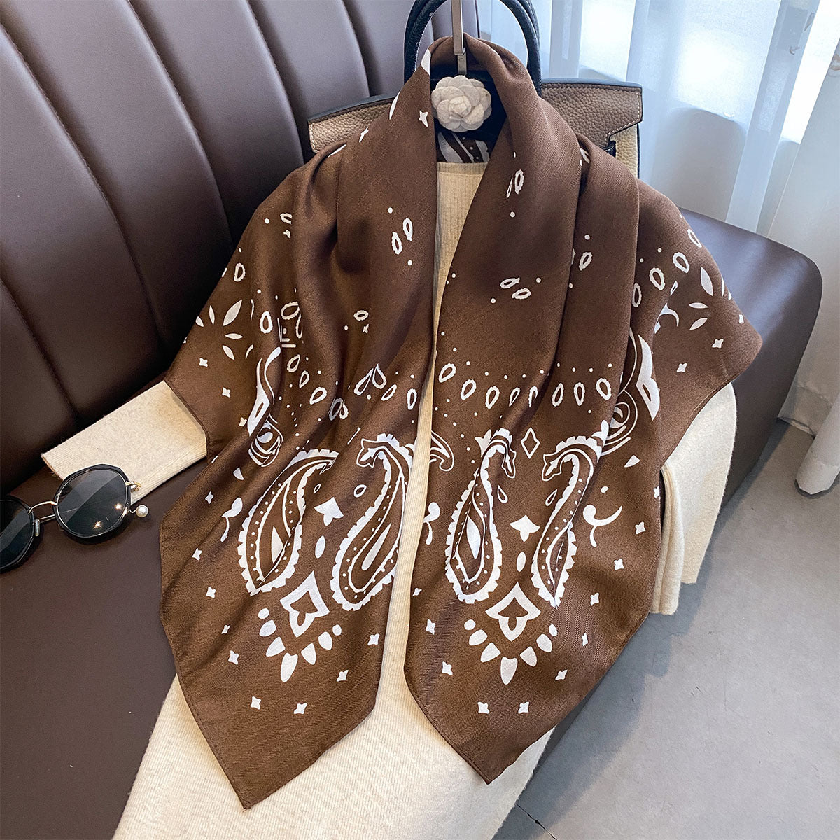 Retro Cashew Print 90 Large Scarf For Women Outerwear